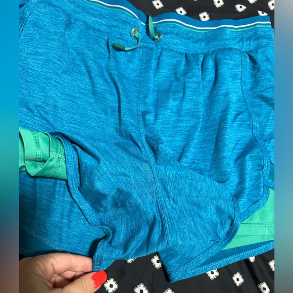 💰2/$10 Avia teal and turquoise Athletic Shorts w/ pockets &drawstring size L - Picture 4 of 8